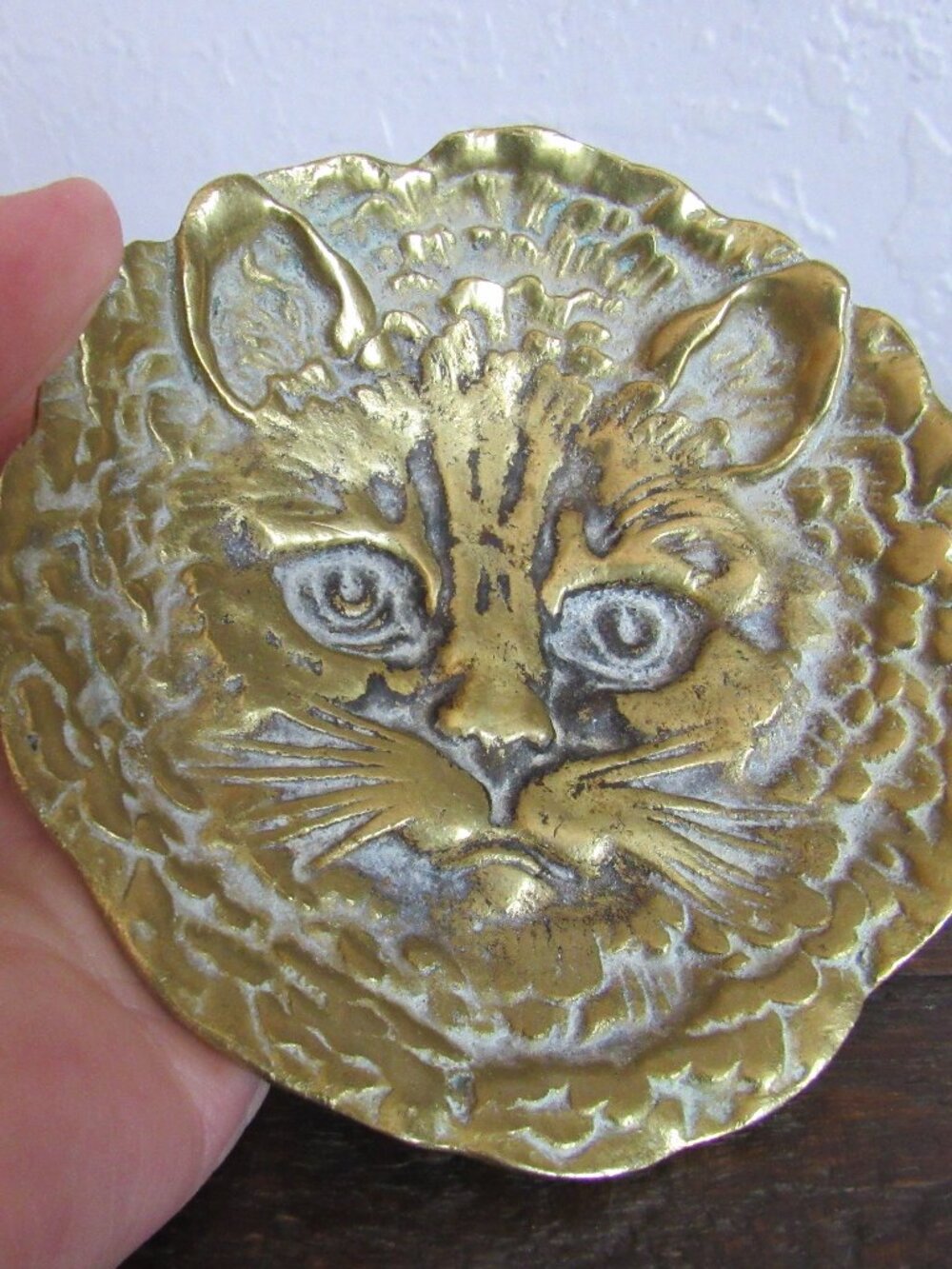 Antique Brass Cat Dish